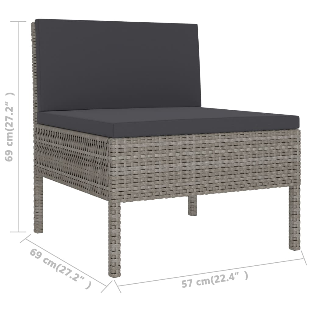 10-tlg. Garten-Lounge-Set mit Auflagen Poly Rattan Grau - kalb-Living.de