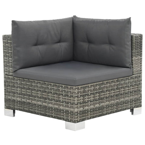 10-tlg. Garten-Lounge-Set mit Auflagen Poly Rattan Grau - kalb-Living.de