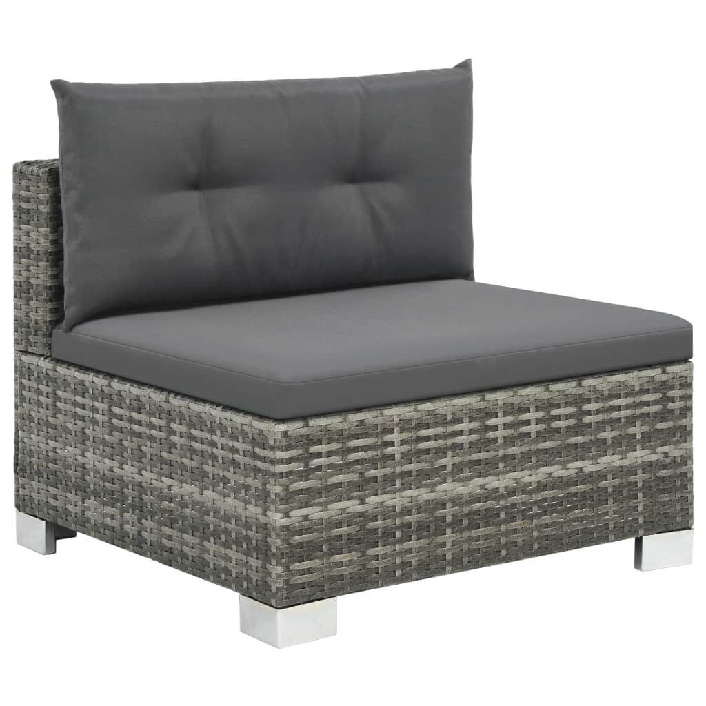 10-tlg. Garten-Lounge-Set mit Auflagen Poly Rattan Grau - kalb-Living.de