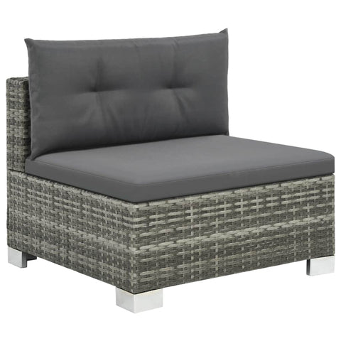 10-tlg. Garten-Lounge-Set mit Auflagen Poly Rattan Grau - kalb-Living.de