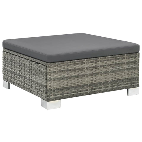 10-tlg. Garten-Lounge-Set mit Auflagen Poly Rattan Grau - kalb-Living.de