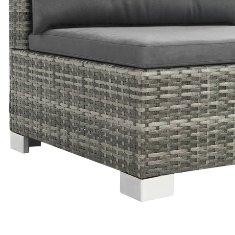 10-tlg. Garten-Lounge-Set mit Auflagen Poly Rattan Grau - kalb-Living.de
