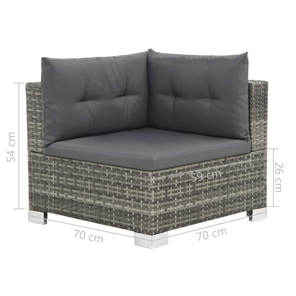 10-tlg. Garten-Lounge-Set mit Auflagen Poly Rattan Grau - kalb-Living.de