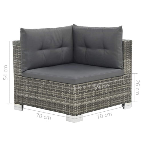 10-tlg. Garten-Lounge-Set mit Auflagen Poly Rattan Grau - kalb-Living.de