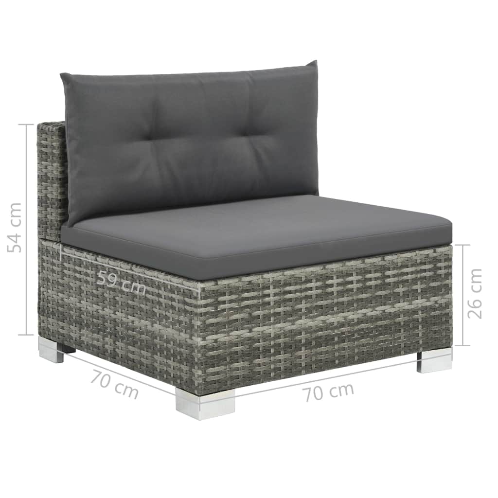 10-tlg. Garten-Lounge-Set mit Auflagen Poly Rattan Grau - kalb-Living.de