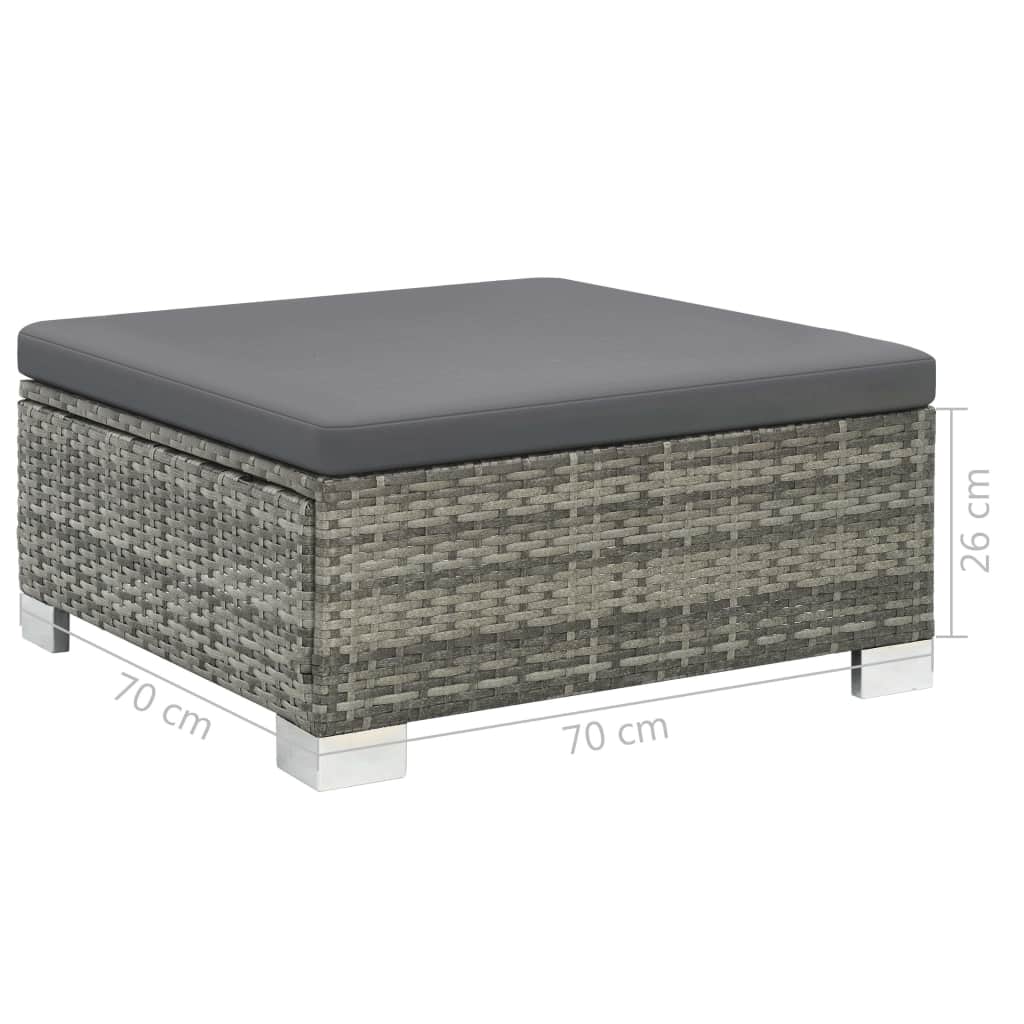 10-tlg. Garten-Lounge-Set mit Auflagen Poly Rattan Grau - kalb-Living.de