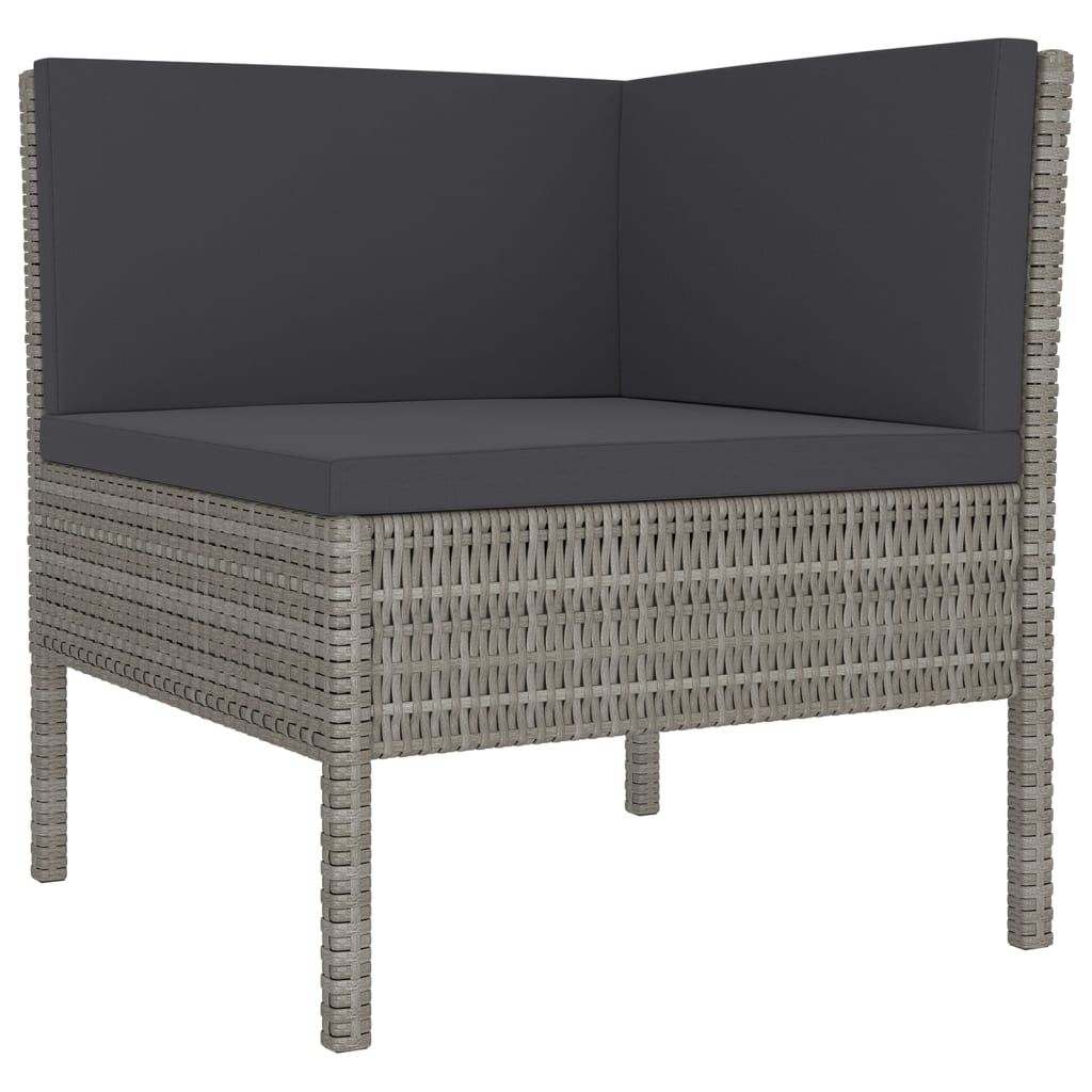 10-tlg. Garten-Lounge-Set mit Auflagen Poly Rattan Grau - kalb-Living.de