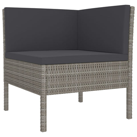 10-tlg. Garten-Lounge-Set mit Auflagen Poly Rattan Grau - kalb-Living.de