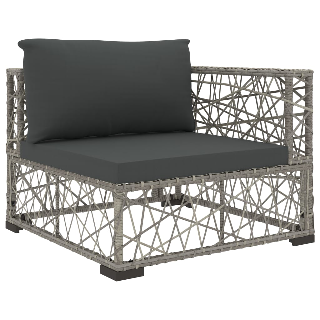 10-tlg. Garten-Lounge-Set mit Auflagen Poly Rattan Grau - kalb-Living.de
