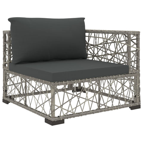 10-tlg. Garten-Lounge-Set mit Auflagen Poly Rattan Grau - kalb-Living.de