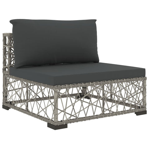 10-tlg. Garten-Lounge-Set mit Auflagen Poly Rattan Grau - kalb-Living.de