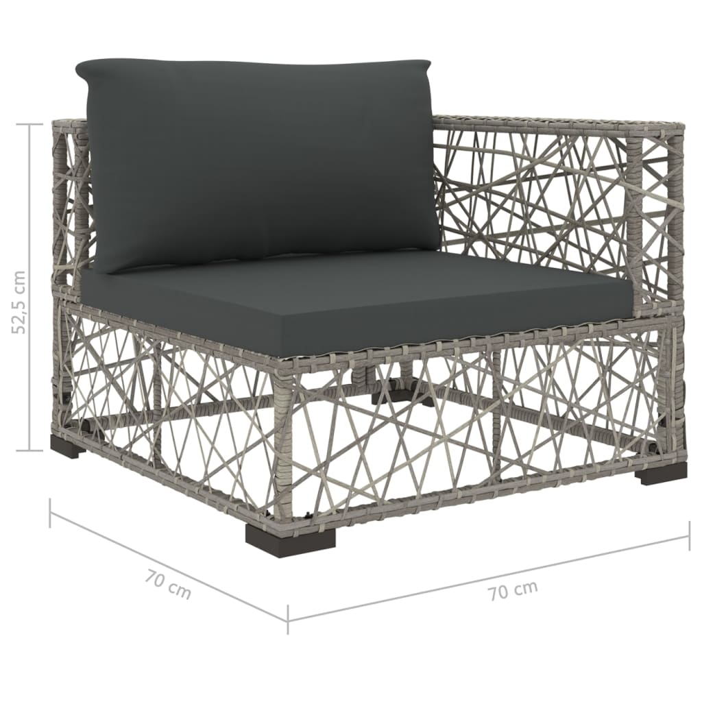 10-tlg. Garten-Lounge-Set mit Auflagen Poly Rattan Grau - kalb-Living.de