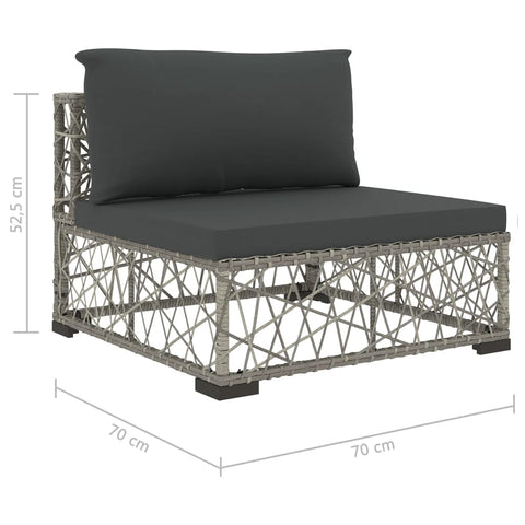 10-tlg. Garten-Lounge-Set mit Auflagen Poly Rattan Grau - kalb-Living.de