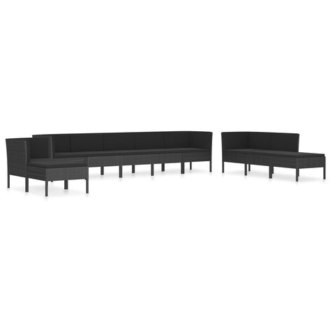 10-tlg. Garten-Lounge-Set mit Auflagen Poly Rattan Schwarz - kalb-Living.de
