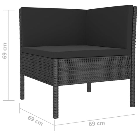 10-tlg. Garten-Lounge-Set mit Auflagen Poly Rattan Schwarz - kalb-Living.de
