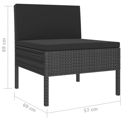 10-tlg. Garten-Lounge-Set mit Auflagen Poly Rattan Schwarz - kalb-Living.de