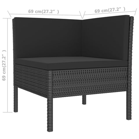 10-tlg. Garten-Lounge-Set mit Auflagen Poly Rattan Schwarz - kalb-Living.de
