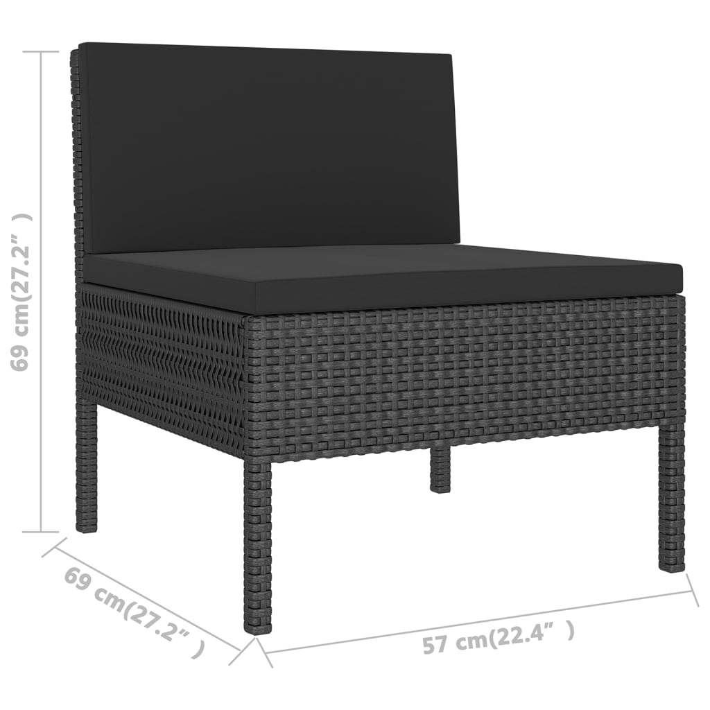 10-tlg. Garten-Lounge-Set mit Auflagen Poly Rattan Schwarz - kalb-Living.de