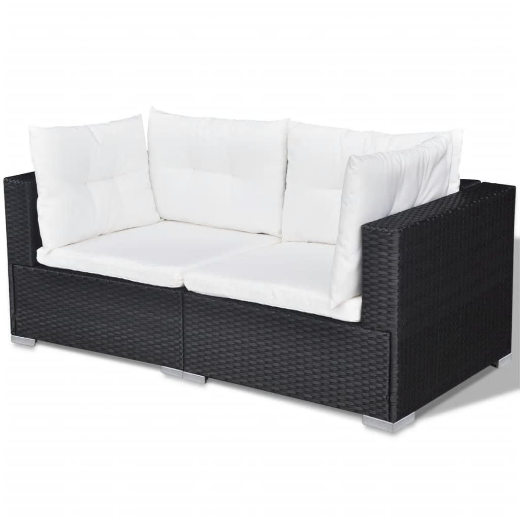 10-tlg. Garten-Lounge-Set mit Auflagen Poly Rattan Schwarz - kalb-Living.de