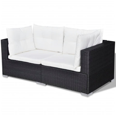10-tlg. Garten-Lounge-Set mit Auflagen Poly Rattan Schwarz - kalb-Living.de