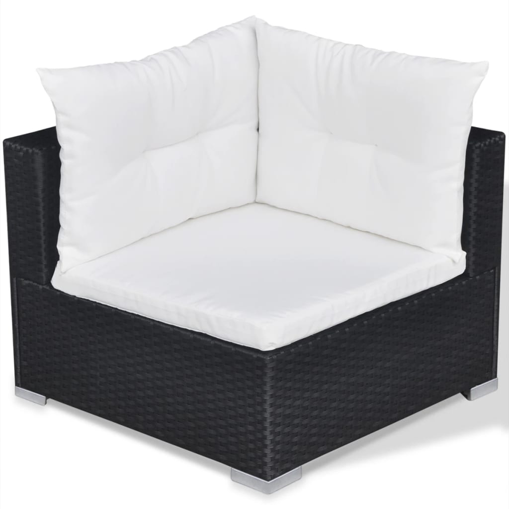 10-tlg. Garten-Lounge-Set mit Auflagen Poly Rattan Schwarz - kalb-Living.de