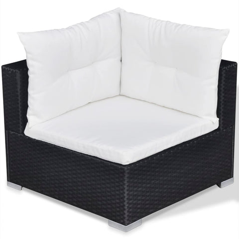 10-tlg. Garten-Lounge-Set mit Auflagen Poly Rattan Schwarz - kalb-Living.de