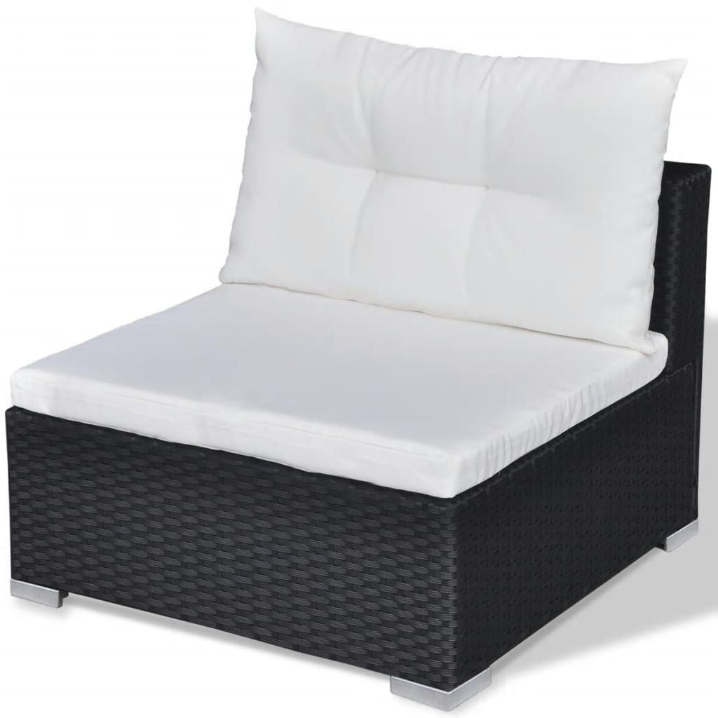 10-tlg. Garten-Lounge-Set mit Auflagen Poly Rattan Schwarz - kalb-Living.de