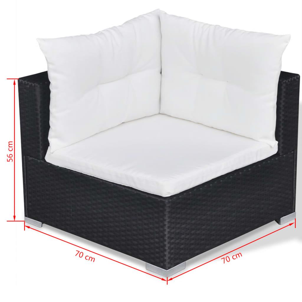 10-tlg. Garten-Lounge-Set mit Auflagen Poly Rattan Schwarz - kalb-Living.de