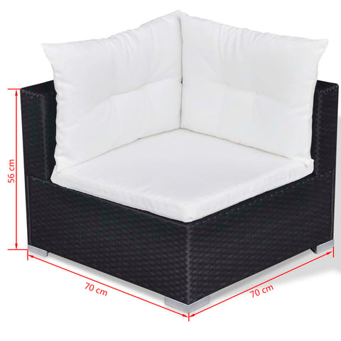 10-tlg. Garten-Lounge-Set mit Auflagen Poly Rattan Schwarz - kalb-Living.de