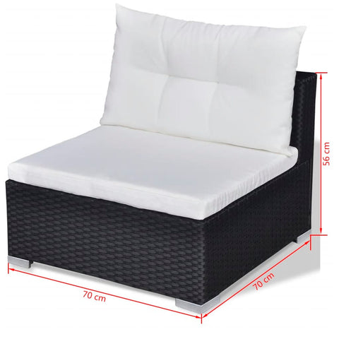 10-tlg. Garten-Lounge-Set mit Auflagen Poly Rattan Schwarz - kalb-Living.de