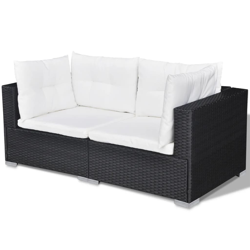 10-tlg. Garten-Lounge-Set mit Auflagen Poly Rattan Schwarz - kalb-Living.de