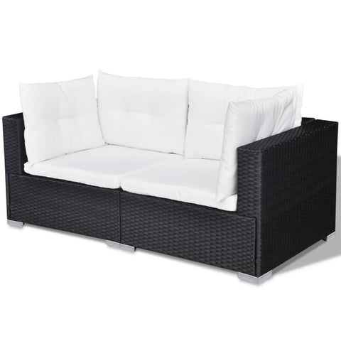 10-tlg. Garten-Lounge-Set mit Auflagen Poly Rattan Schwarz - kalb-Living.de