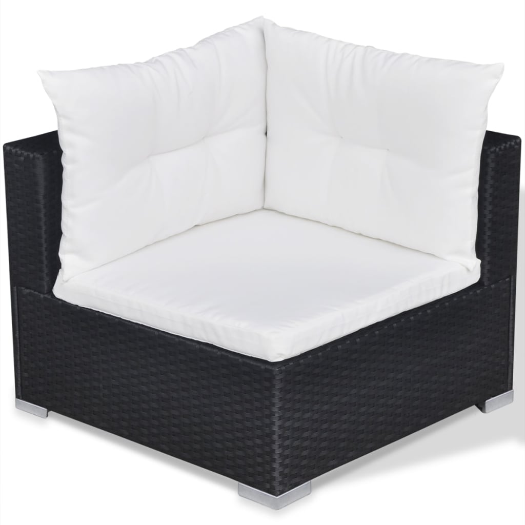10-tlg. Garten-Lounge-Set mit Auflagen Poly Rattan Schwarz - kalb-Living.de