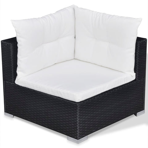 10-tlg. Garten-Lounge-Set mit Auflagen Poly Rattan Schwarz - kalb-Living.de