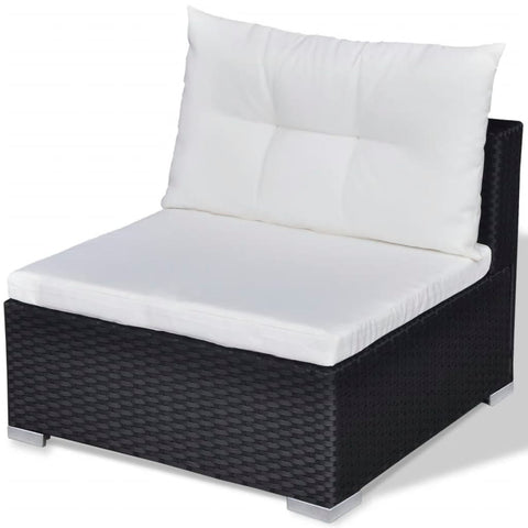 10-tlg. Garten-Lounge-Set mit Auflagen Poly Rattan Schwarz - kalb-Living.de