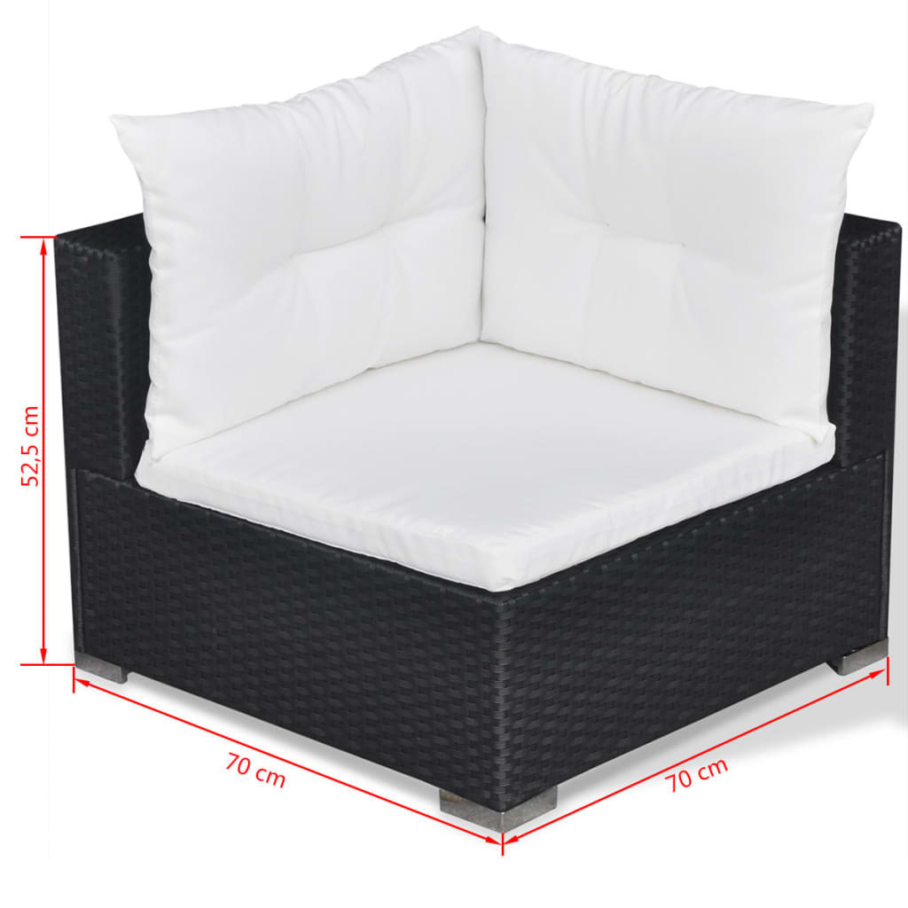 10-tlg. Garten-Lounge-Set mit Auflagen Poly Rattan Schwarz - kalb-Living.de