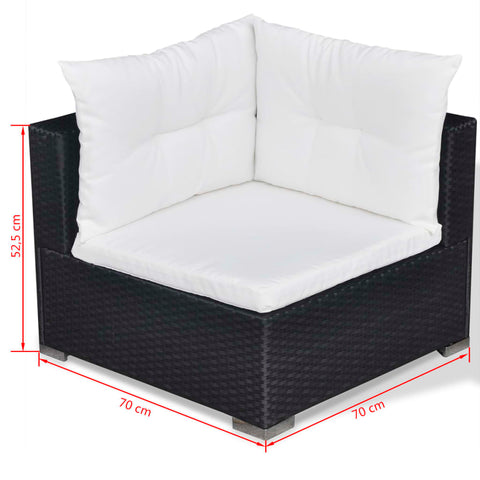 10-tlg. Garten-Lounge-Set mit Auflagen Poly Rattan Schwarz - kalb-Living.de