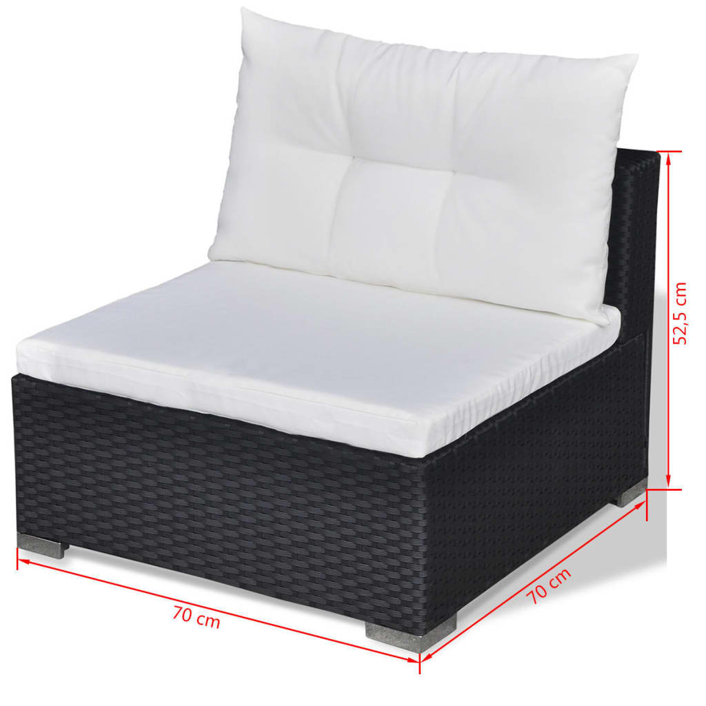 10-tlg. Garten-Lounge-Set mit Auflagen Poly Rattan Schwarz - kalb-Living.de