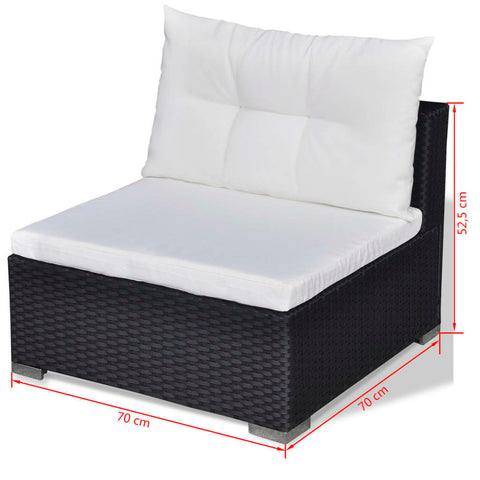 10-tlg. Garten-Lounge-Set mit Auflagen Poly Rattan Schwarz - kalb-Living.de