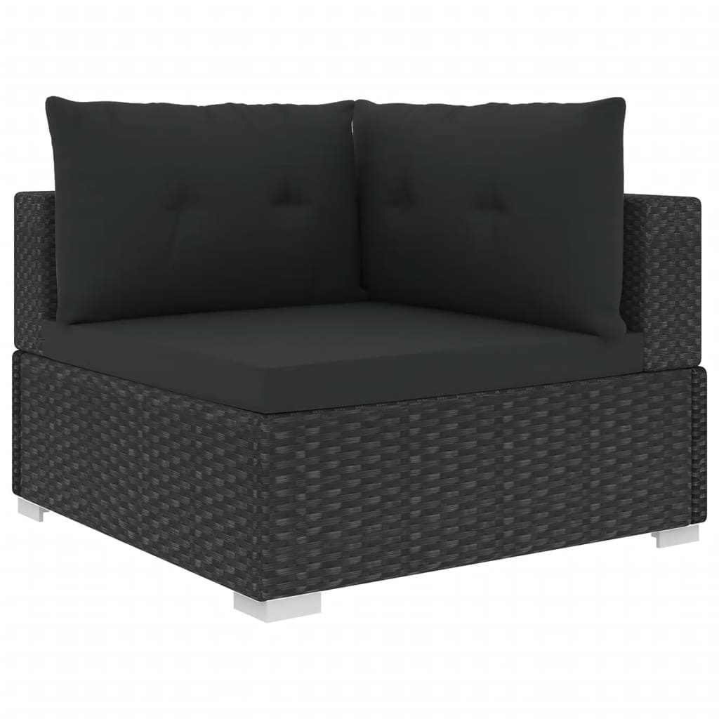 10-tlg. Garten-Lounge-Set mit Auflagen Poly Rattan Schwarz - kalb-Living.de