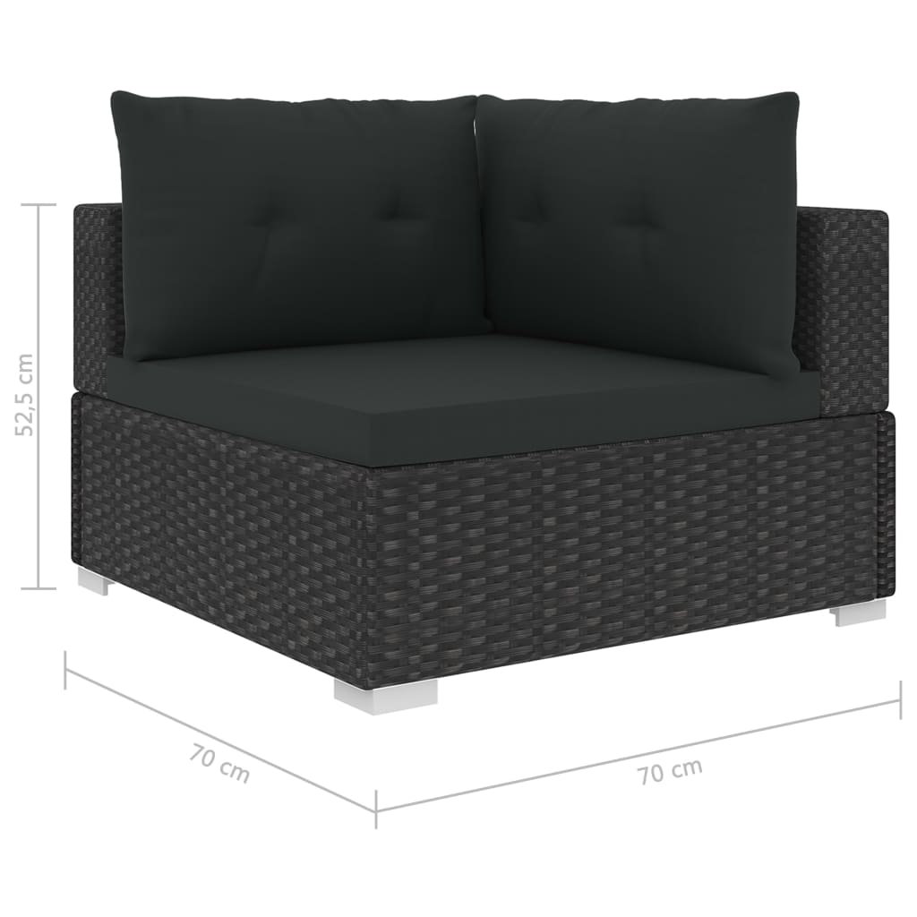 10-tlg. Garten-Lounge-Set mit Auflagen Poly Rattan Schwarz - kalb-Living.de