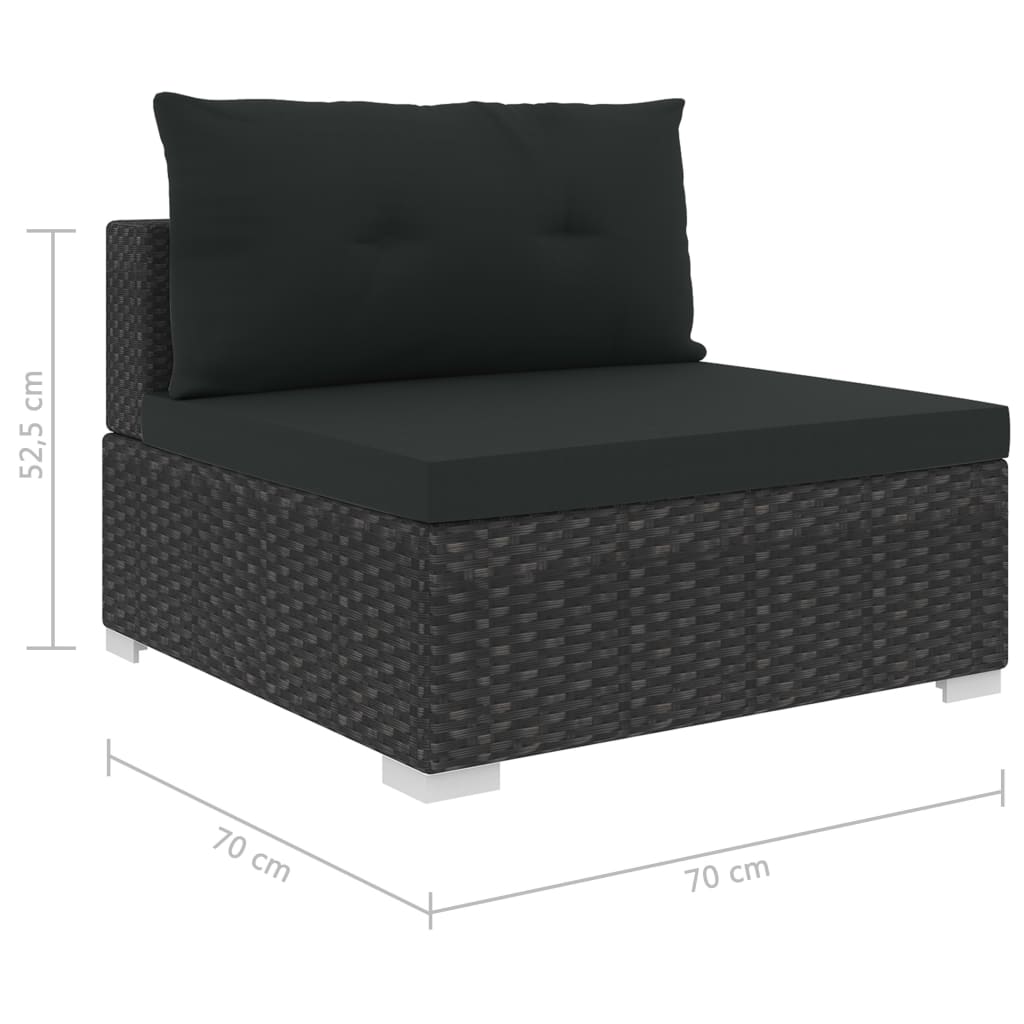 10-tlg. Garten-Lounge-Set mit Auflagen Poly Rattan Schwarz - kalb-Living.de