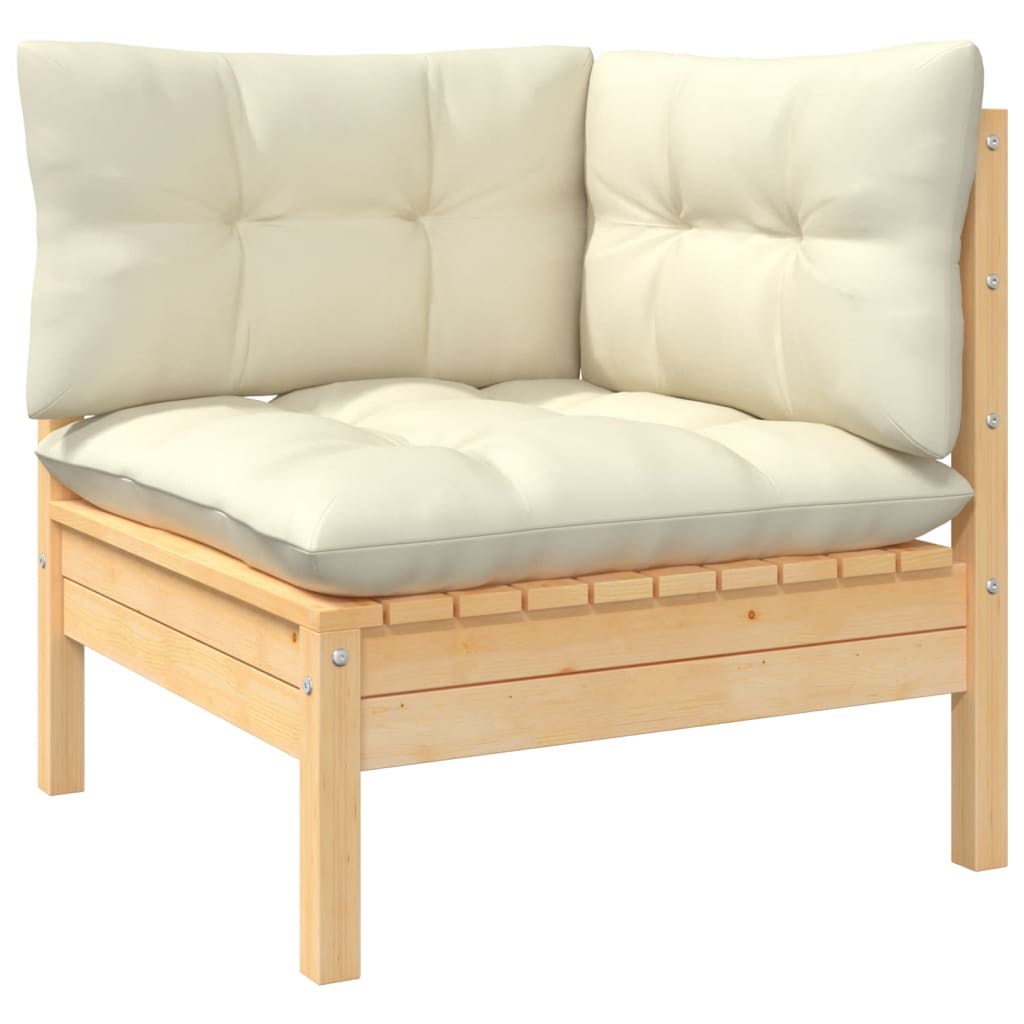 10-tlg. Garten-Lounge-Set mit Creme Kissen Massivholz Kiefer - kalb-Living.de