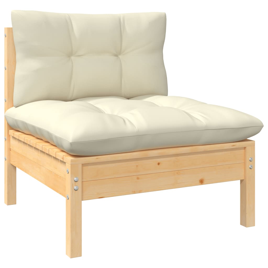 10-tlg. Garten-Lounge-Set mit Creme Kissen Massivholz Kiefer - kalb-Living.de