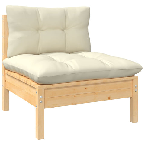 10-tlg. Garten-Lounge-Set mit Creme Kissen Massivholz Kiefer - kalb-Living.de