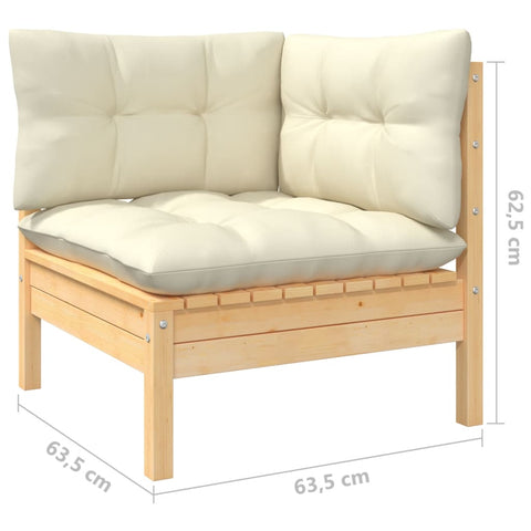 10-tlg. Garten-Lounge-Set mit Creme Kissen Massivholz Kiefer - kalb-Living.de