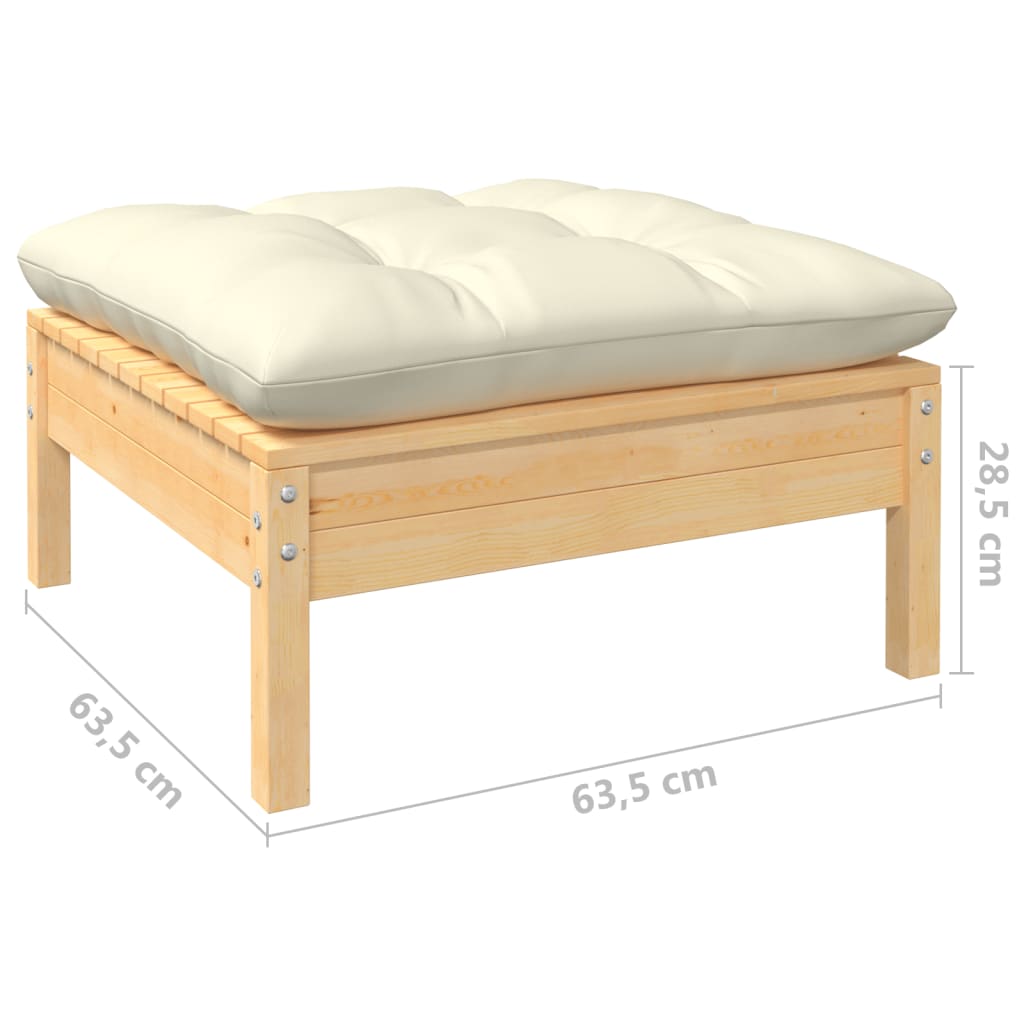10-tlg. Garten-Lounge-Set mit Creme Kissen Massivholz Kiefer - kalb-Living.de