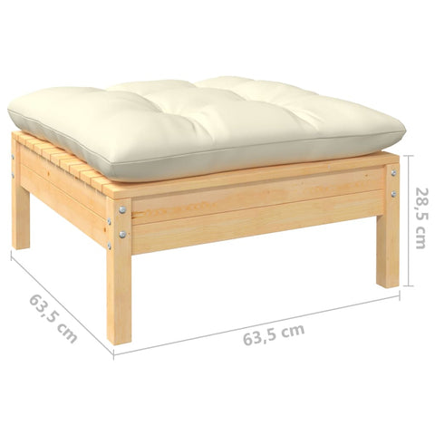 10-tlg. Garten-Lounge-Set mit Creme Kissen Massivholz Kiefer - kalb-Living.de