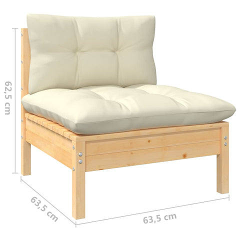 10-tlg. Garten-Lounge-Set mit Creme Kissen Massivholz Kiefer - kalb-Living.de