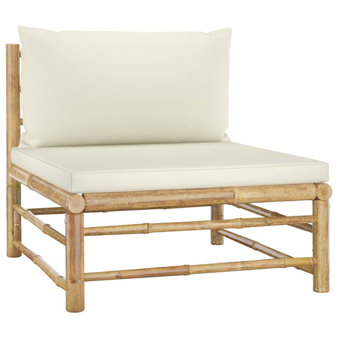 10-tlg. Garten-Lounge-Set mit Cremeweißen Kissen Bambus - kalb-Living.de